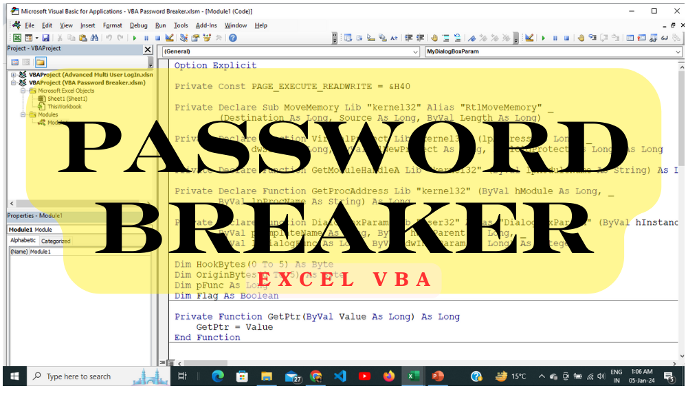 excel vba password break